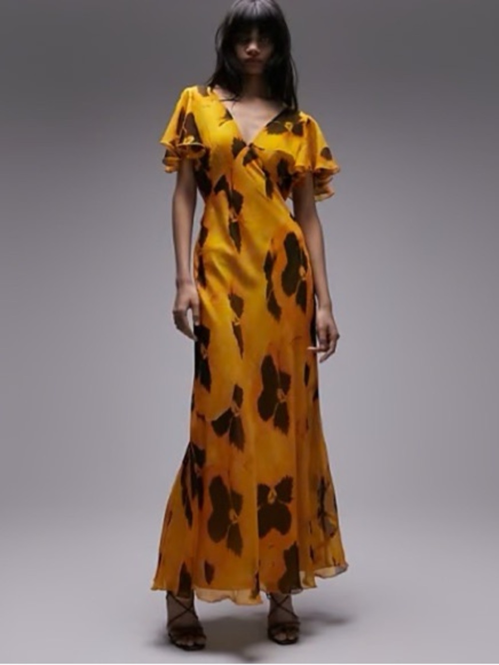 Topshop printed V-neck flutter sleeve occasion maxi dress (15)
